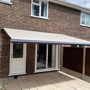 House awnings in Ipswich,Sprought, Suffolk, East Anglia