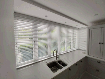 Wooden Venetian kitchen blinds in Ipswich