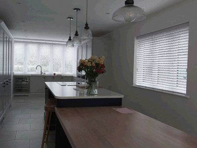 Wooden Venetian kitchen blinds in Ipswich