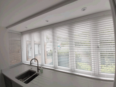 Wooden Venetian kitchen blinds in Ipswich